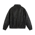 Men's leather-like blouson with shirt collar, two-way zipper, and elastic hem Fashion Glam