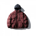 Unisex Padded Puffer Jacket in Boxy Cut with Checkered Insert Hood and High Stand-Up Collar Fashion Glam