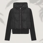 Women's short cut hybrid padded jacket with hood, ribbed cuffs and drawstring Fashion Glam