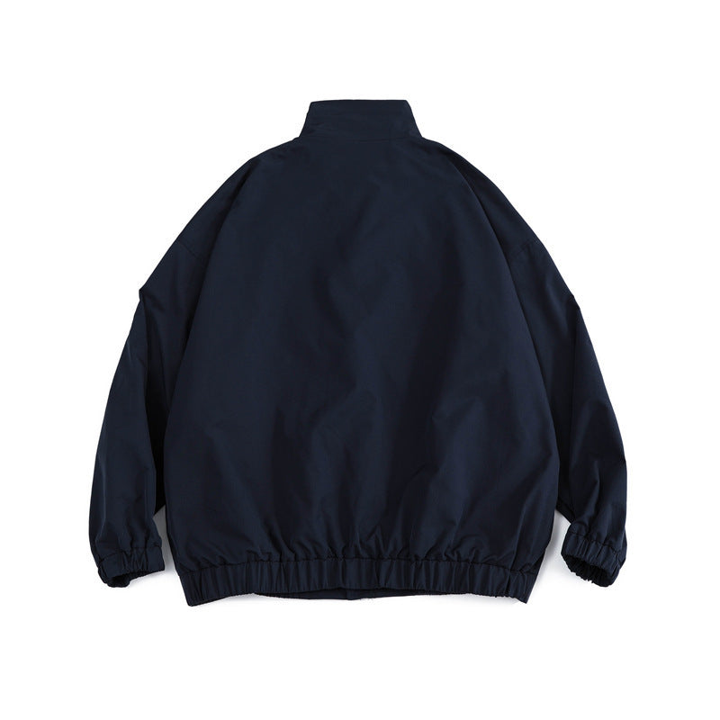 Men's loose-fitting lightweight windbreaker with high stand-up collar and elastic hem Fashion Glam