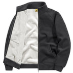 Men's Insulated Plush Lined Sweat Jacket with Stand-Up Collar and Concealed Inner Pockets Fashion Glam