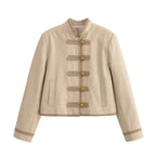 Ladies short jacket with mandarin collar and decorative toggle closures Fashion Glam