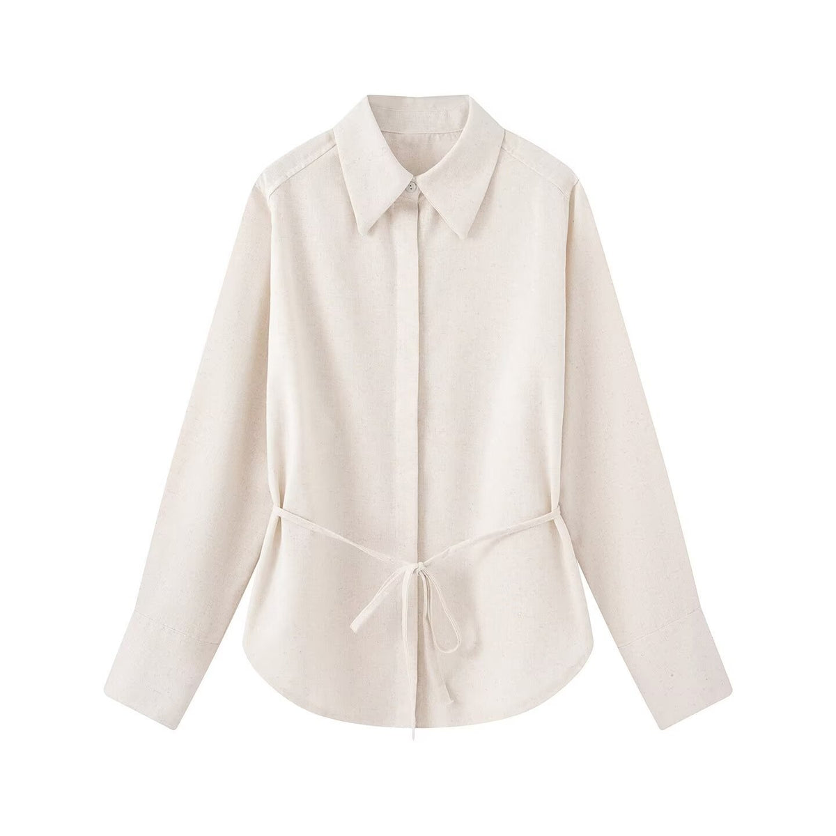 Women Two-piece ensemble consisting of fitted blouse with tie and high-waisted palazzo pants Fashion Glam