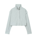 Women's Cropped Technical Stand Collar Jacket with Hidden Front Fashion Glam