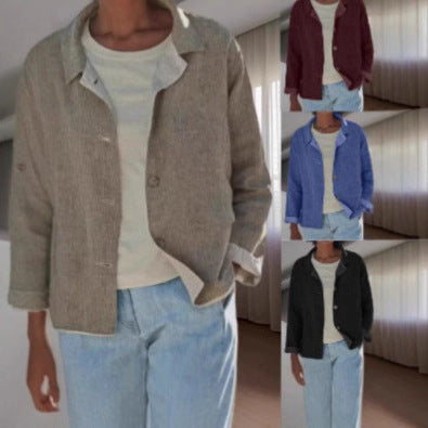 Women Lightweight and Casual Cotton Jacket with Buttoned Details Fashion Glam