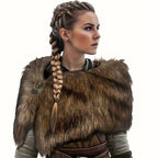 Ladies' shoulder stole made of faux fur in a rustic fur look with leather strap Fashion Glam