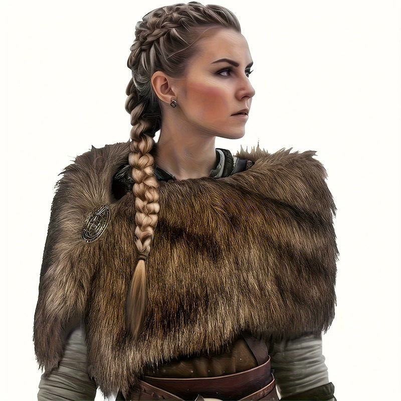 Ladies' shoulder stole made of faux fur in a rustic fur look with leather strap Fashion Glam