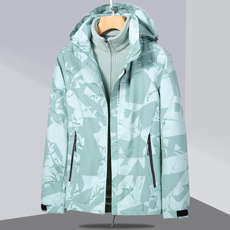 Women's two-layer softshell jacket with removable fleece inner jacket and hood Fashion Glam