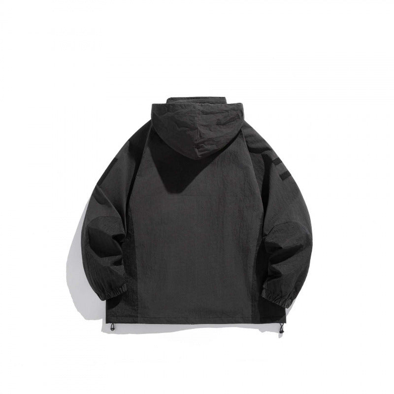 Unisex Technical Utility Hoodie with Zipper, Chest Pockets and Velcro Patch Fashion Glam