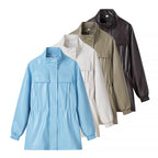 Women's Faux Leather Parka with Drawstring Waist and Chest Pockets Fashion Glam