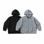 Unisex Oversize Hooded Zip Jacket made of Waffle Knit with Chest and Slash Pockets Fashion Glam