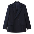 Women Double-breasted Field Blazer with large flap pockets and shoulder epaulets Fashion Glam