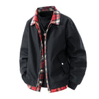 Men's casual two-layer short jacket in a layered look with plaid lining Fashion Glam