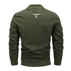 Men's Canvas Bomber Jacket with Vintage Patch Details and Ribbed Cuffs Fashion Glam