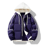 Women's short quilted jacket with contrasting fleece hood and drawstring Fashion Glam