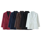Women's tailored double-breasted blazer with patch pockets and Viennese seams Fashion Glam