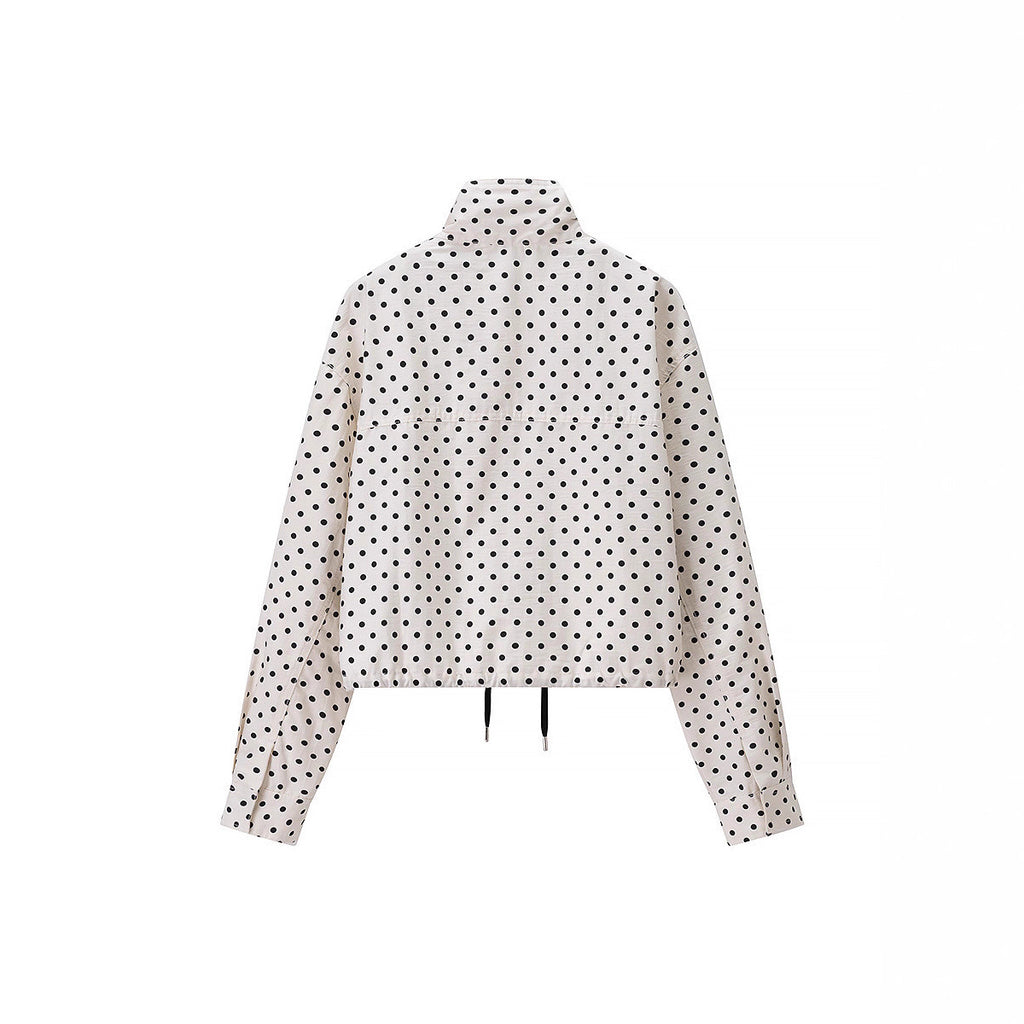 Women’s lightweight polka dot set with oversized shirt jacket and drawstring shorts Fashion Glam