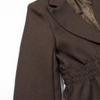 Women Tailored Structured Single-Button Blazer with Gathered Waist and Light Padding Fashion Glam