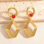 Women's Design Earrings with Geometric Wire Motif Fashion Glam