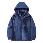 Men's water-repellent two-layer trekking jacket with removable fleece inner jacket and hood Fashion Glam