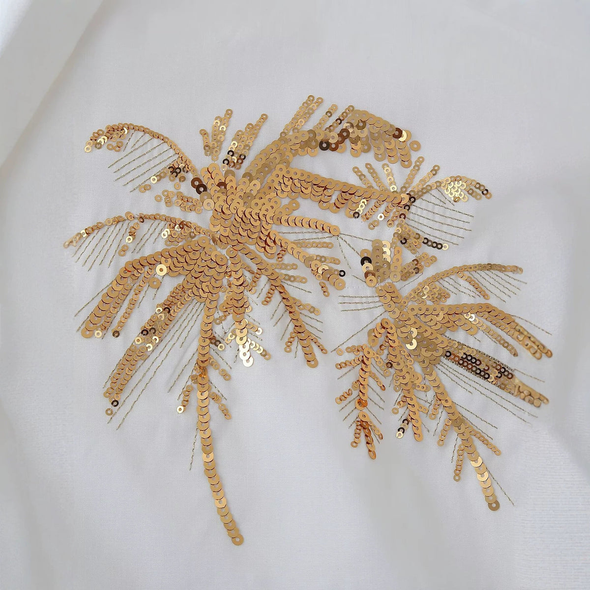 Women Oversize Shirt Blouse with Palm Motif made of Golden Sequins Fashion Glam