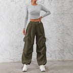 Women’s cargo pants with elastic waistband and practical side pockets Fashion Glam