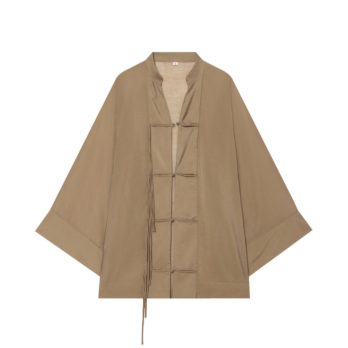 Women's Kimono-Cape Jacket with Chinese Button Closure and Long Tassels Fashion Glam