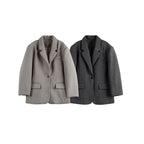 Women's Oversize Blazer in Boxy Cut with Lapel Collar and Flap Pockets Fashion Glam