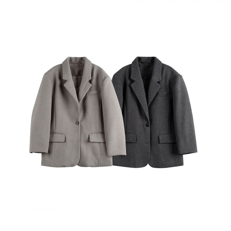 Women's Oversize Blazer in Boxy Cut with Lapel Collar and Flap Pockets Fashion Glam