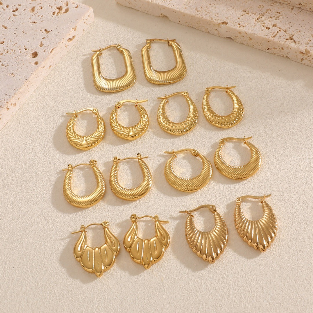 Women's Hanging Earrings with Integrated, Textured Design Fashion Glam