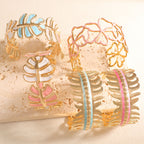 Women Open Bangle in Elegant Leaf Design Fashion Glam