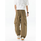 Men's Loose Cargo Pants in Baggy Cut with Utility Pockets and Drawstring Waist Fashion Glam