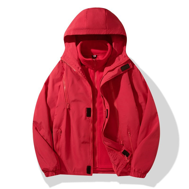 Men's Two-Piece Hybrid Hooded Jacket with Integrated Fleece Lining and Concealed Zippers Fashion Glam