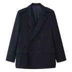 Women Double-breasted Field Blazer with large flap pockets and shoulder epaulets Fashion Glam