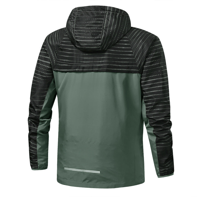 Men's Lightweight Reflective Hooded Windbreaker with Mesh Lining and Zipper Pockets Fashion Glam