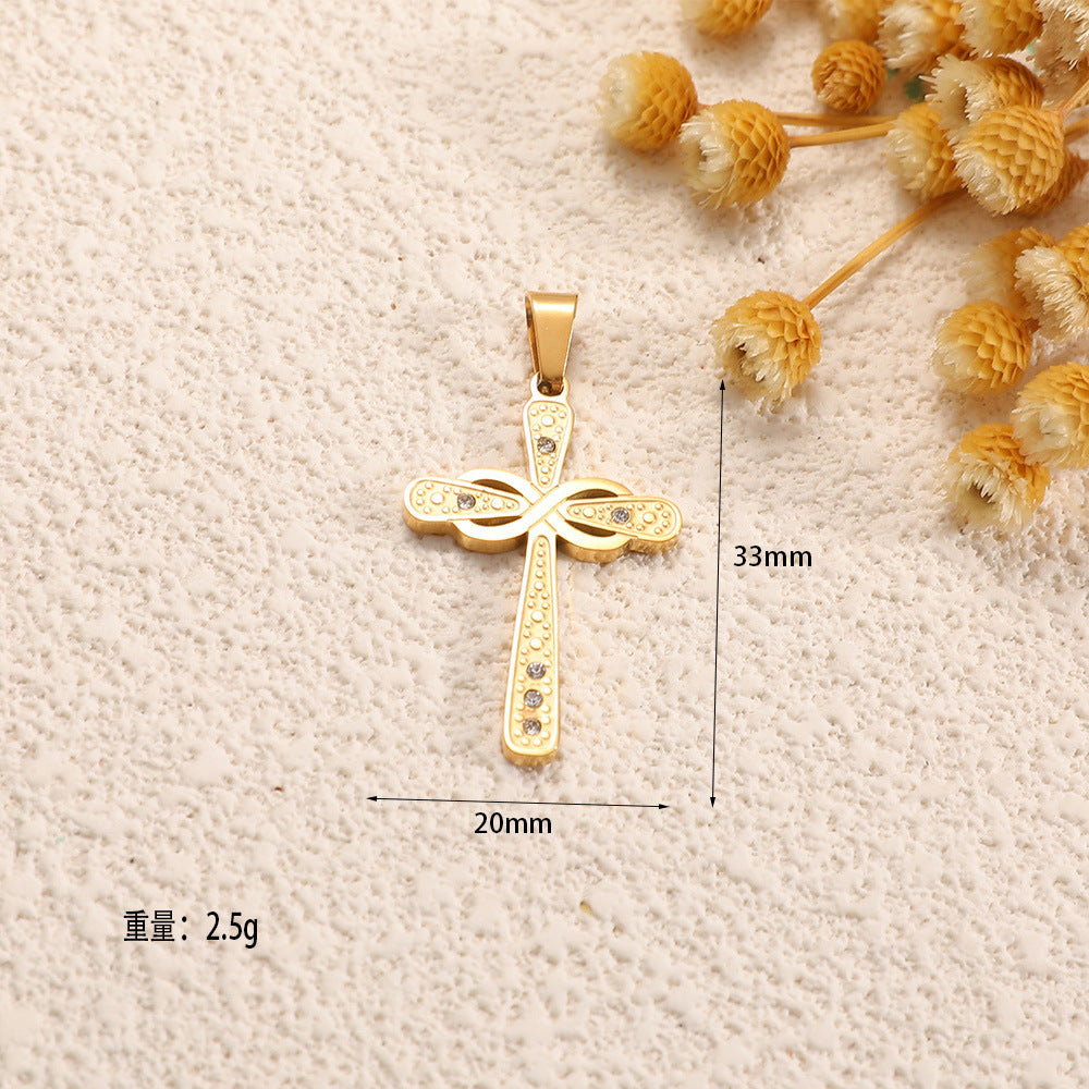 Ladies cross pendant with heart-shaped design and sparkling accents Fashion Glam