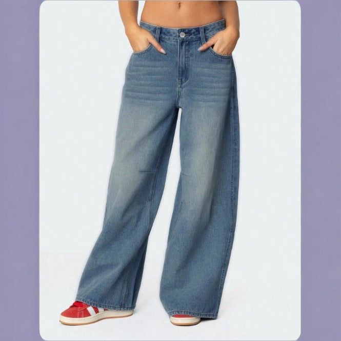 Women's Extra Wide High-Waist Denim Palazzo Pants with Long Flare Fashion Glam
