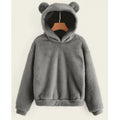 Women's Cozy Teddy Fleece Hoodie with Bear Ears and Oversized Fit Fashion Glam