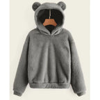 Women's Cozy Teddy Fleece Hoodie with Bear Ears and Oversized Fit Fashion Glam