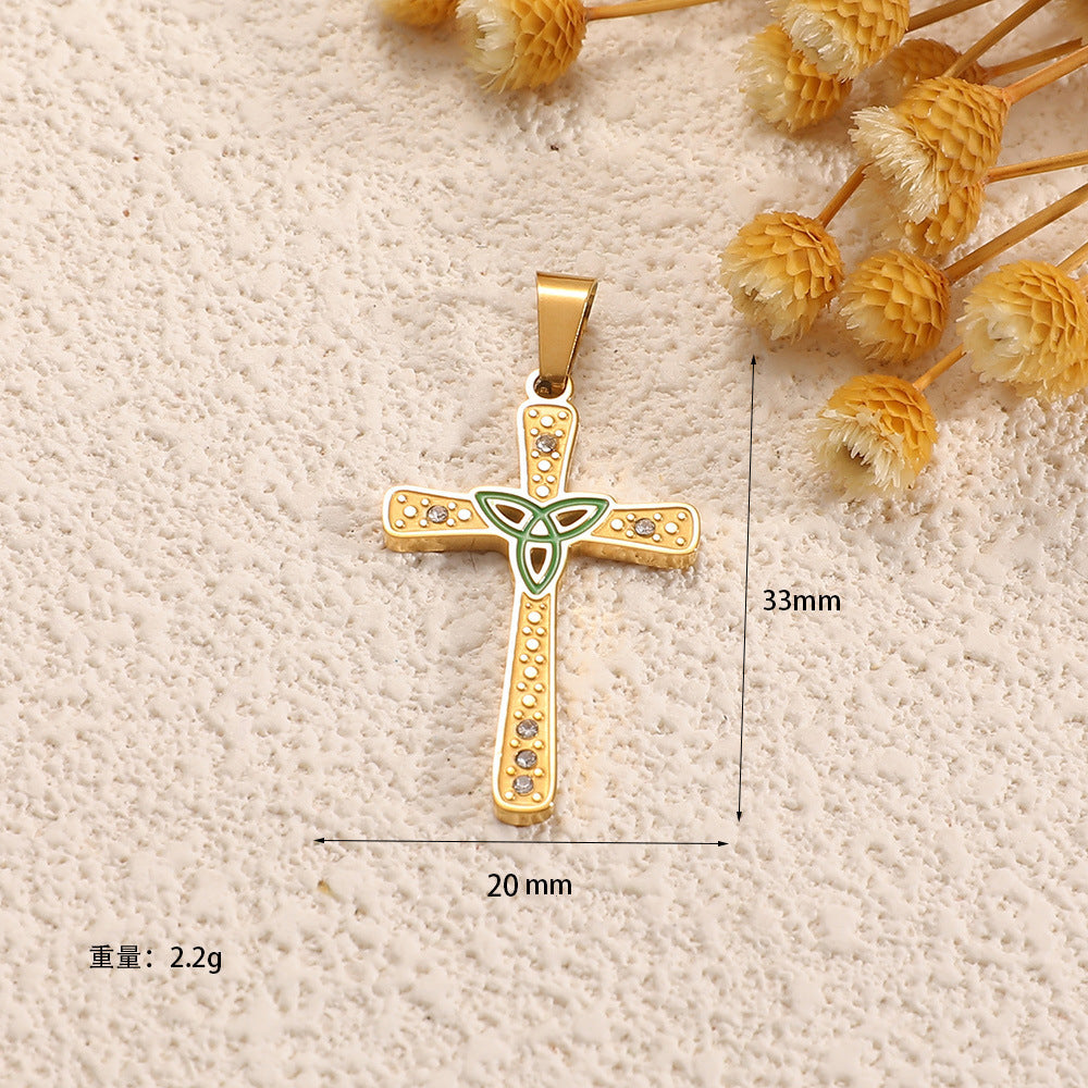 Ladies cross pendant with heart-shaped design and sparkling accents Fashion Glam