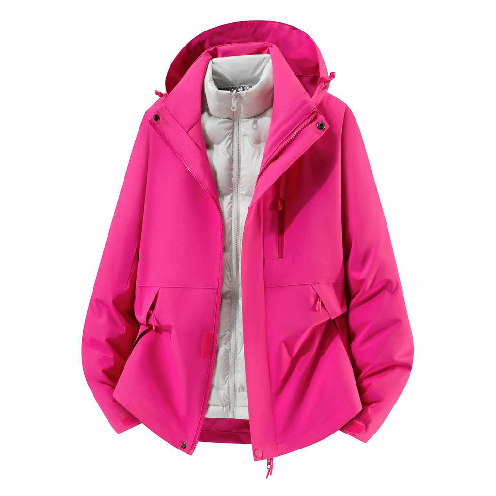 Men's Waterproof Three-Piece Winter Jacket with Removable Down Inner Jacket and Hood Fashion Glam