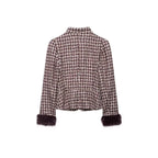 Women Boucle-Tweed Jacket with Stand-up Collar and Faux Fur Cuffs Fashion Glam