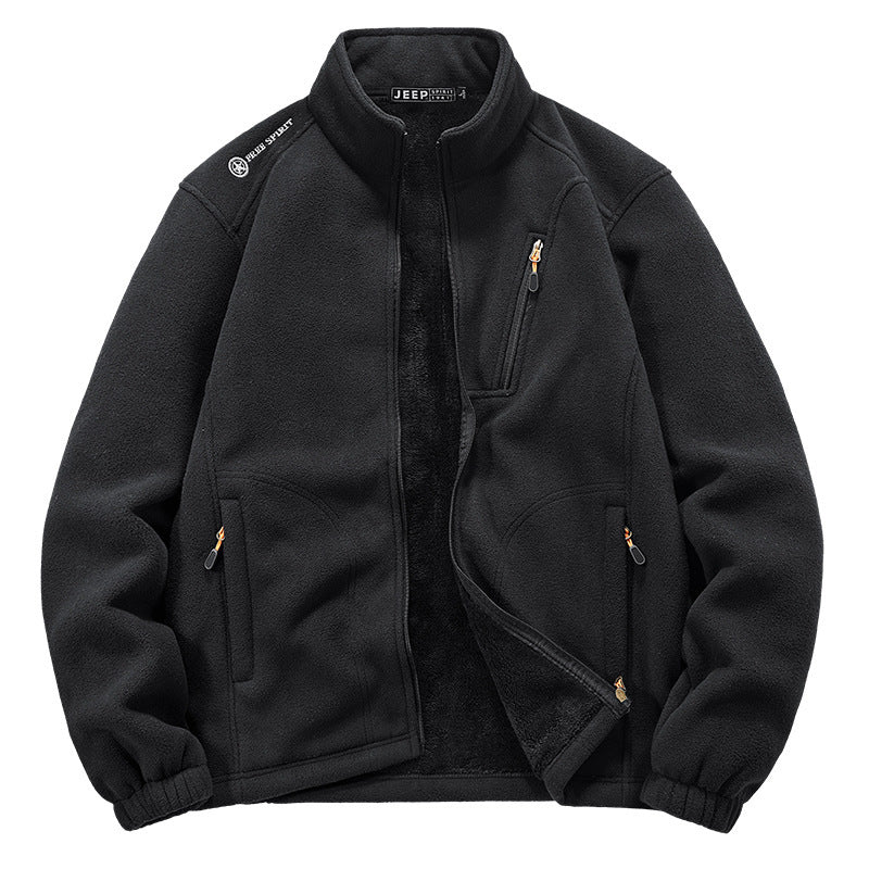 Men's thermal fleece jacket with Sherpa lining, stand-up collar and zippered pockets Fashion Glam