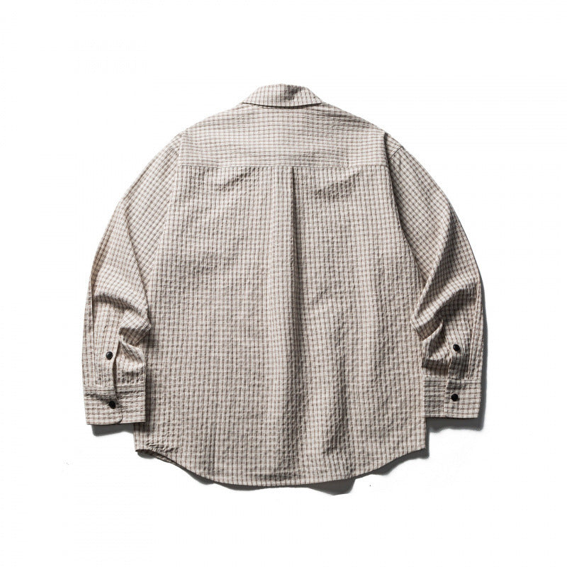 Men's Boxy Overshirt made of lightweight cotton blend with fine check pattern and chest flap pockets Fashion Glam