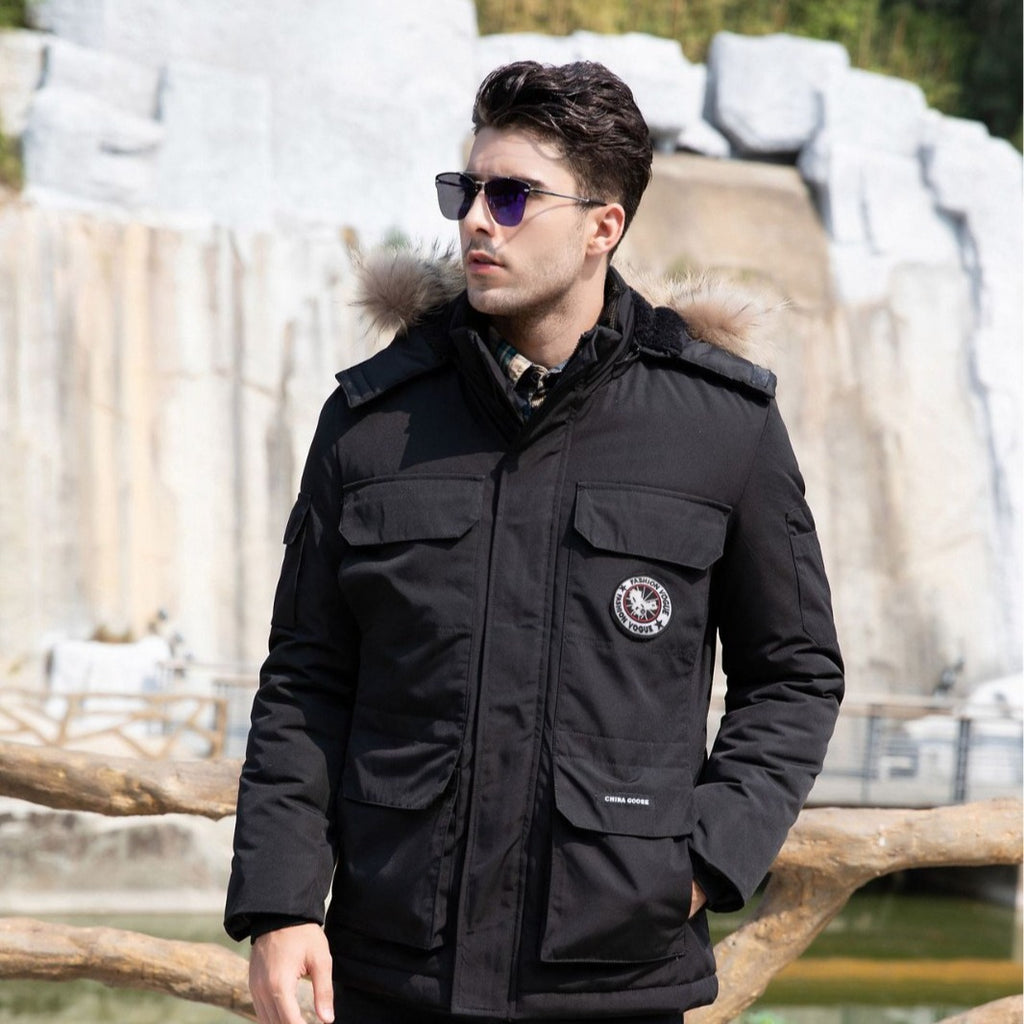 Men's insulated field parka with detachable faux fur collar and multiple pockets Fashion Glam