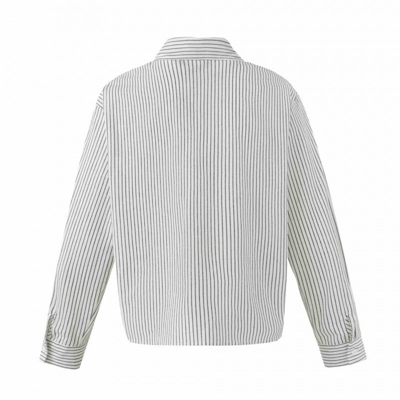 Unisex Oversize Pinstripe Shirt with Boxy Silhouette and Shirt Collar Fashion Glam