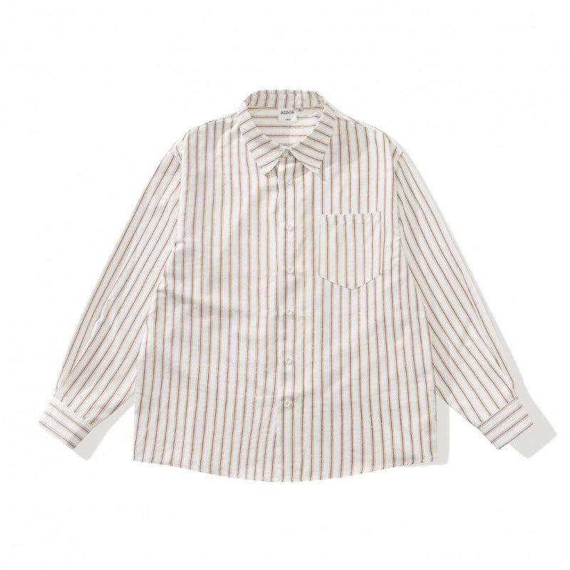 Unisex Oversized Striped Shirt in Relaxed Fit with Chest Pocket Fashion Glam