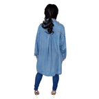 Women's Oversized Denim Shirt Jacket with Flap Pockets and Extended Cut Fashion Glam