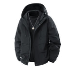 Men's Minimalist Tech Softshell Parka with Hood, Concealed Zipper and Cargo Chest Pockets Fashion Glam