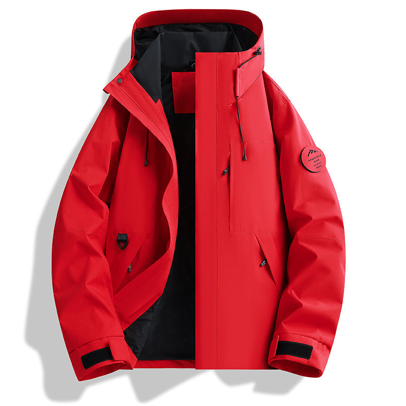 Men's Water and Windproof Softshell Outdoor Jacket with Adjustable Hood Fashion Glam